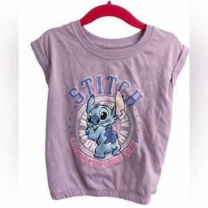 DISNEY Stitch Girls - Size 6 - Lavender Graphic Tee Cute Casual Top